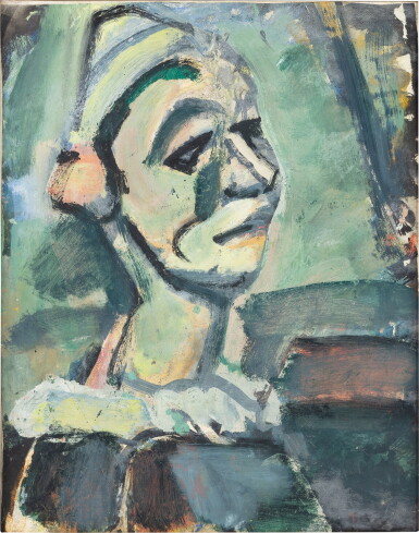 View full screen - View 1 of Lot 49. Clown à la fleur rose (esquisse).