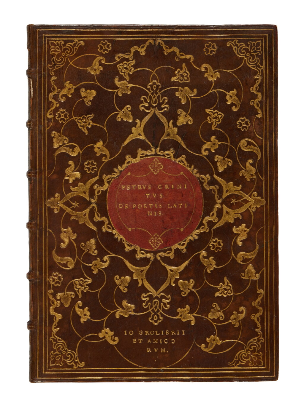 View full screen - View 1 of Lot 412. Crinito. Libri de poetis Latinis, Florence, Giunta, 1505, Cupid's Bow Binder for Grolier, Paris d'Illins-Wodhull copy.