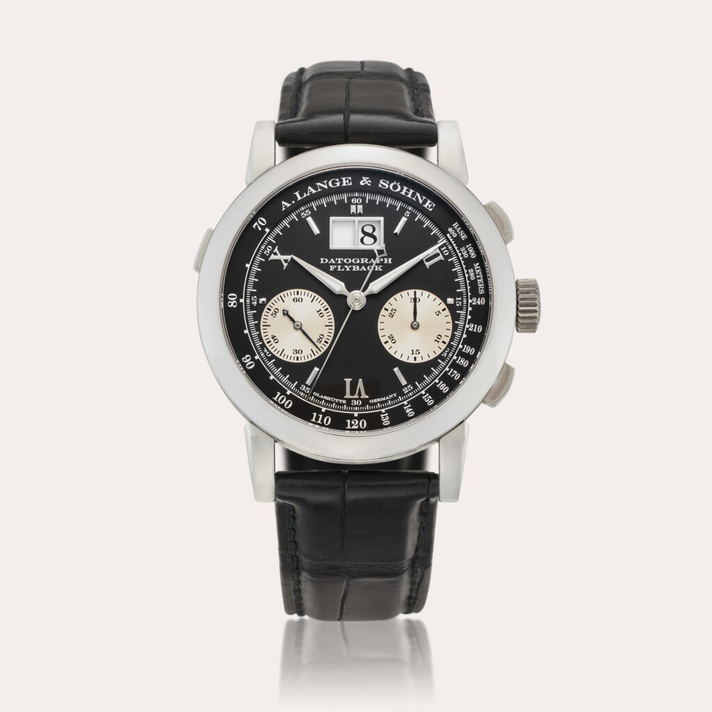View full screen - View 1 of Lot 151. Reference 403.035 Datograph | A platinum flyback chronograph wristwatch with date, Circa 2008.
