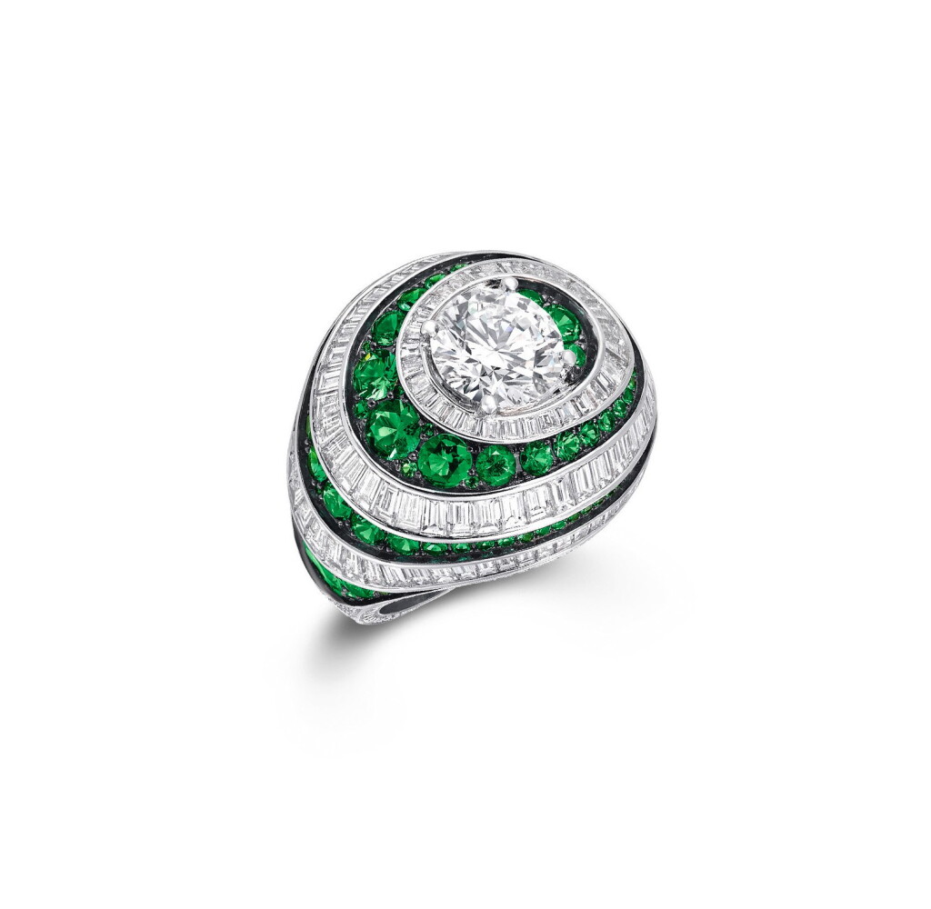 View full screen - View 1 of Lot 156. GRAFF | EMERALD AND DIAMOND RING.