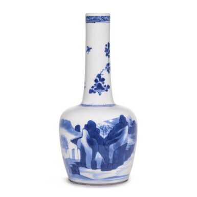 View full screen - View 1 of Lot 211. A blue and white 'fisherman' vase, Qing dynasty, Kangxi period | 清康熙 青花漁樂圖搖鈴尊.