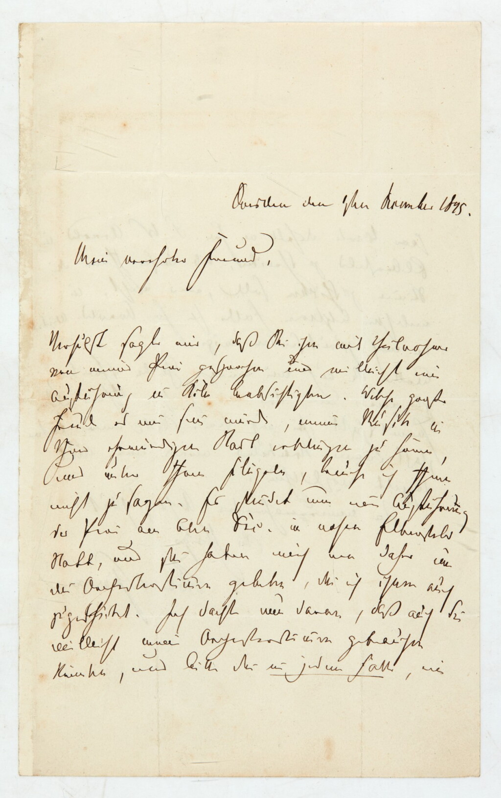 View full screen - View 1 of Lot 36. R. Schumann. Autograph letter to Heinrich Dorn about "Das Paradies und die Peri", and his illnesses, 1845.