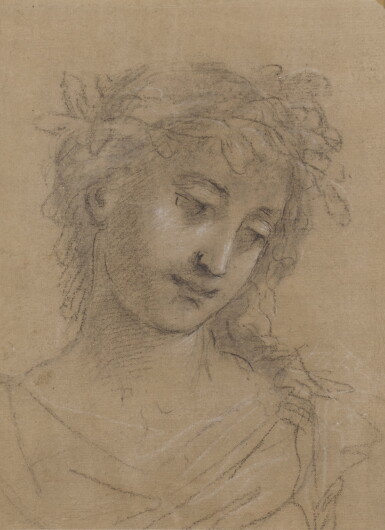 View full screen - View 1 of Lot 195. Head of a young woman wearing a laurel wreath.
