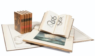View full screen - View 1 of Lot 215. LAPLACE. Voyage autour du monde de l'Inde et de Chine. 1833-1840. 7 volumes, dont 2 atlas et Zoologie..