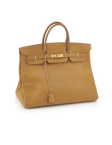 View full screen - View 1 of Lot 64. Saffron leather and gold plated hardware, Birkin 40, Hermès, 1991.
