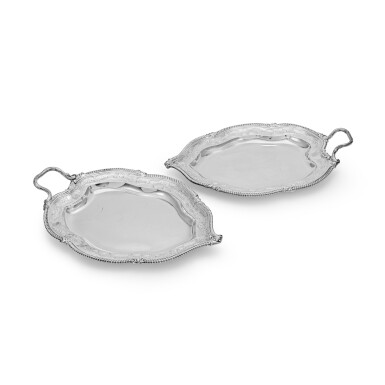 View full screen - View 1 of Lot 172. A Pair of George III Silver Leaf-Shaped Dishes, Robert Garrard, London, 1807.