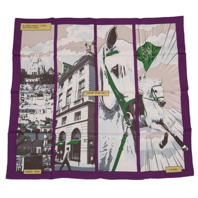 View full screen - View 1 of Lot 155. Hermès "Quand Soudain" Scarf 70cm of Silk Twill.