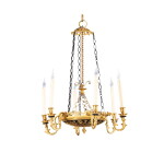 Lustre en bronze doré et bronze patiné, probablement Vienne, début du XIXe siècle