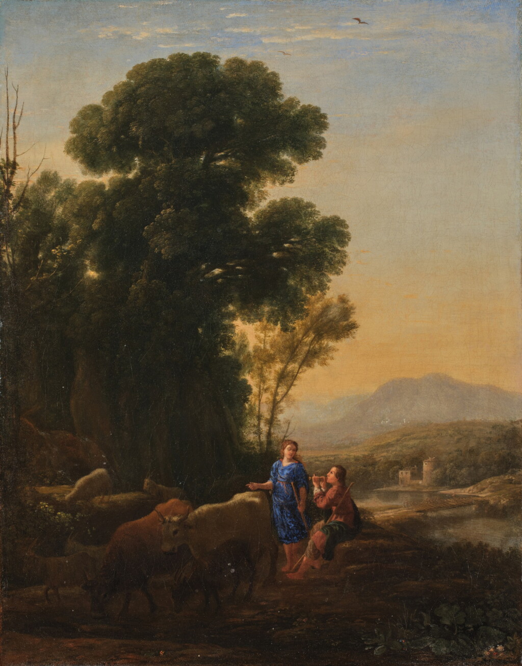 View full screen - View 1 of Lot 46. Landscape with a Herdsman and Shepherdess.