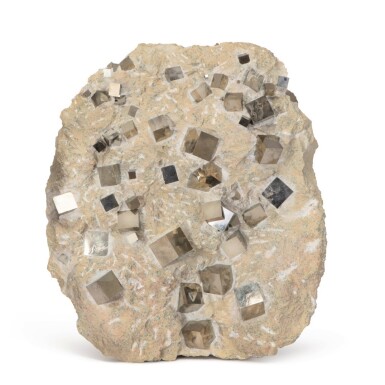View full screen - View 1 of Lot 52. Massive Cubic Pyrite Cluster.