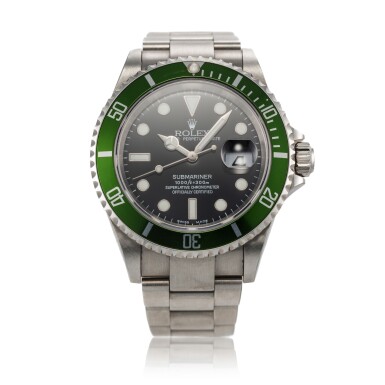 View full screen - View 1 of Lot 5. Reference 16610LV Submariner 'Kermit Flat 4' | A stainless steel automatic wristwatch with date and bracelet, Circa 2003 | 勞力士 16610LV 型號 Submariner 'Kermit Flat 4' | 精鋼自動上鏈鍊帶腕錶備日期顯示,約2003年製.