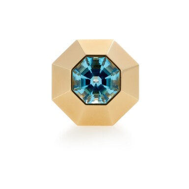View full screen - View 1 of Lot 67. Blue topaz and diamond ring.