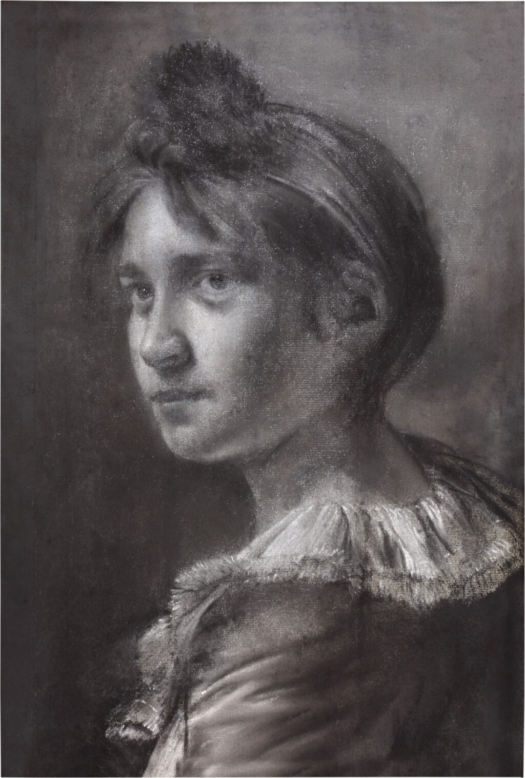 View full screen - View 1 of Lot 42. Study of a girl in a turban with pompom and frilled collar.