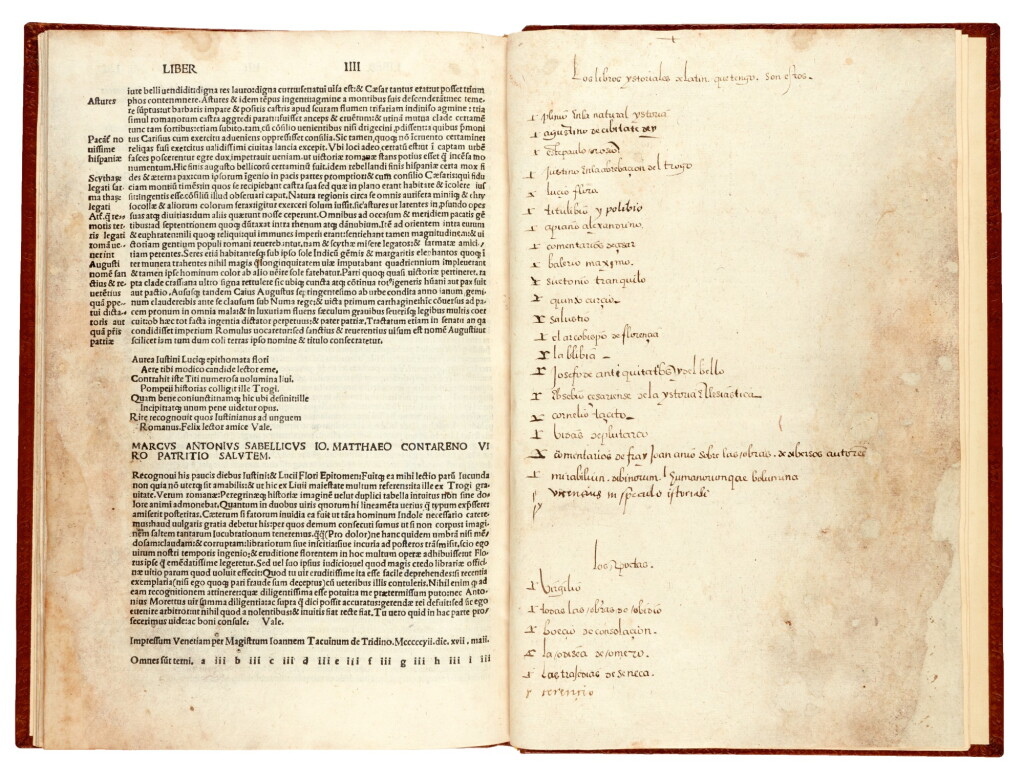 View full screen - View 1 of Lot 127. Justinus, Epitome in Trogi Pompeii historias, Venice, 1507, modern tooled calf.