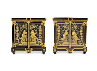 View full screen - View 1 of Lot 524. A pair of Louis XIV style meuble d'appui by Béfort Jeune after the model by André-Charles Boulle, circa 1865.