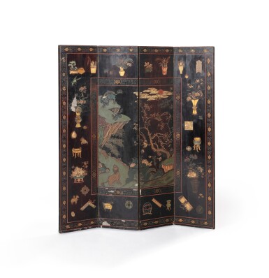 View full screen - View 1 of Lot 40. A Chinese lacquer screen, 18th century Paravent en laque de Chine du XVIIIe siècle.