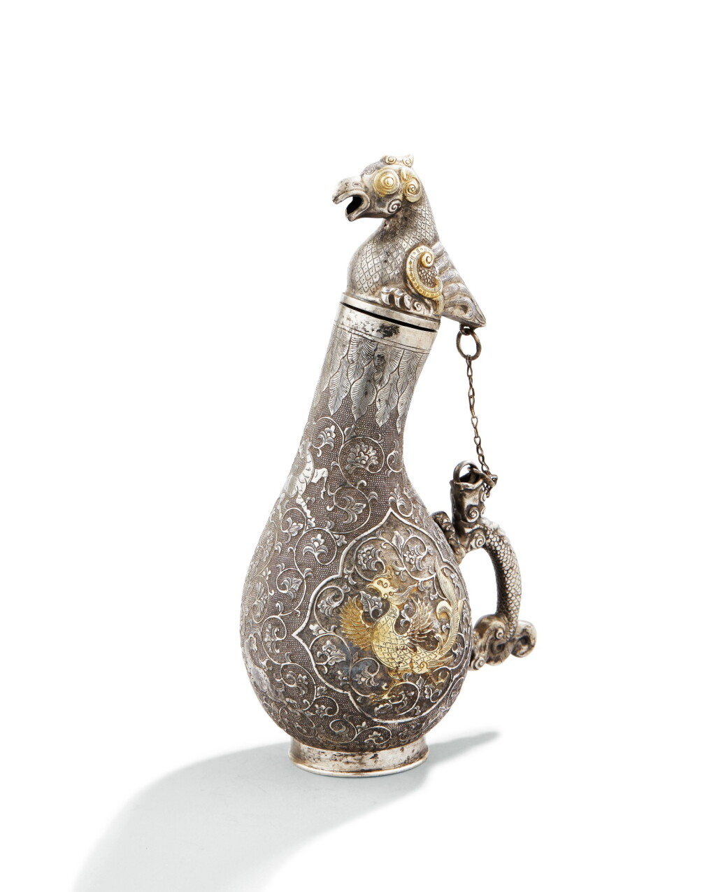 View full screen - View 1 of Lot 52. A CHINESE PARCEL-GILT SILVER BOTTLE, 19TH CENTURY | GOURDE EN ARGENT ET VERMEIL, CHINE, XIXE SIÈCLE .