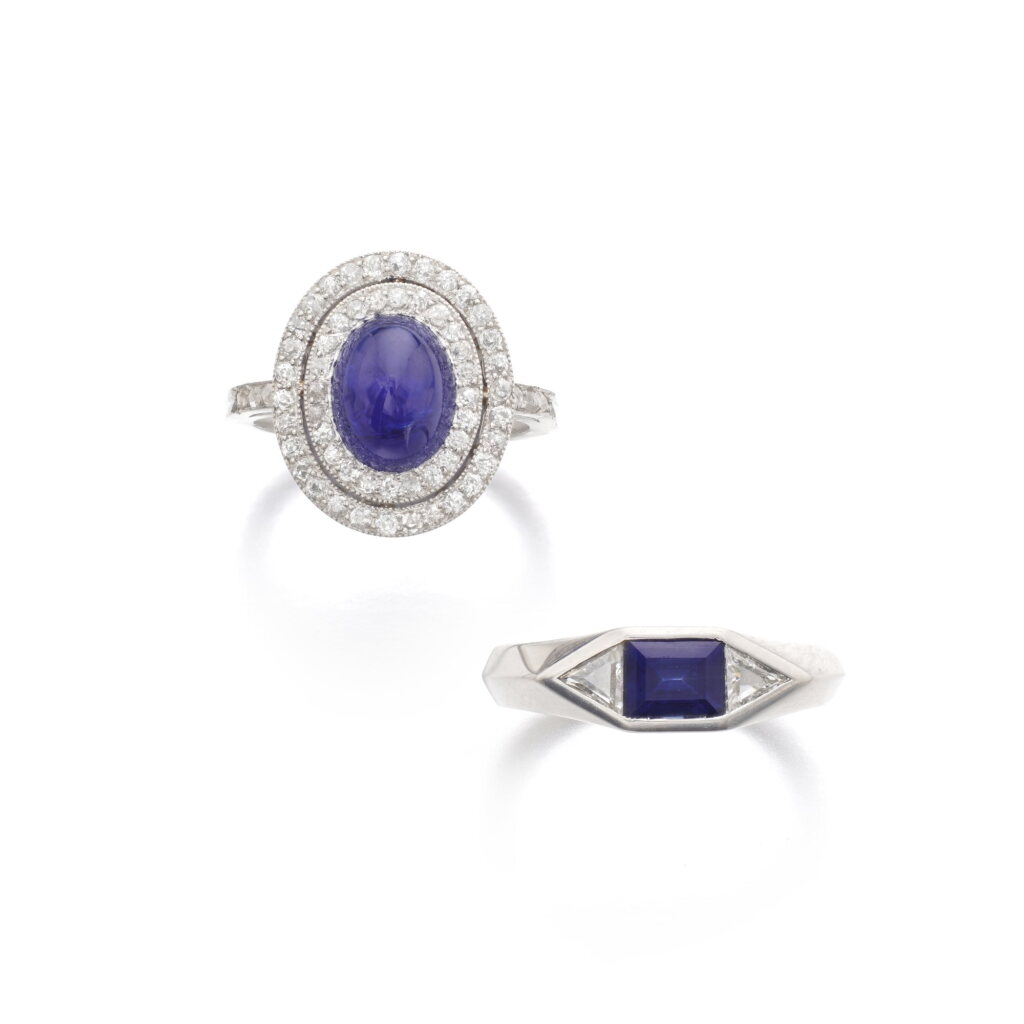 View full screen - View 1 of Lot 1117. Two sapphire and diamond rings.