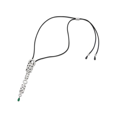 View full screen - View 1 of Lot 310. Emerald, Onyx and Diamond 'Panthère' Pendant-Necklace, France.