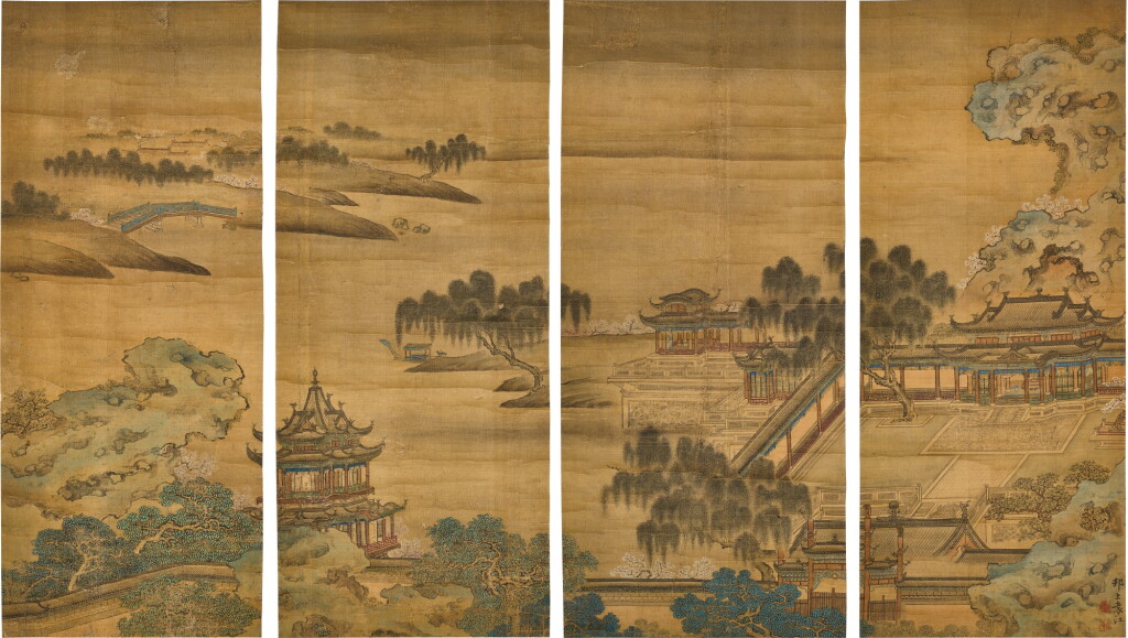 View full screen - View 1 of Lot 880. Attributed to Yuan Jiang 袁江(款) | Landscape 山水通景.