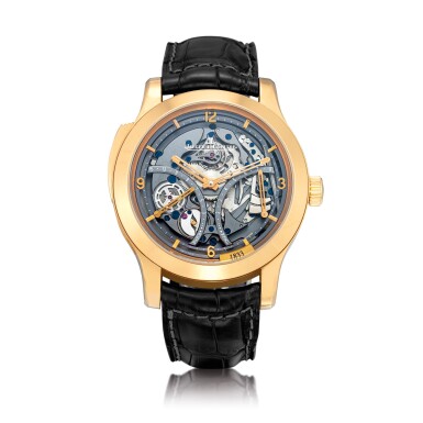 View full screen - View 1 of Lot 8210. Master Minute Repeater | A limited edition pink gold semi-skeletonised minute repeating wristwatch with spring torque and power reserve indication, Circa 2008 | 積家 Master Minute Repeater | 限量版粉紅金半鏤空三問腕錶,備發條力矩及動力儲備顯示,約2008年製.