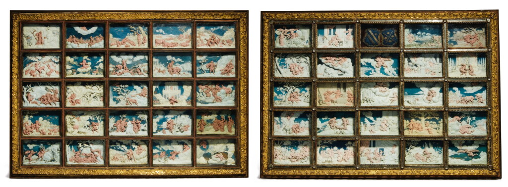 View full screen - View 1 of Lot 802. pair of framed sets of reliefs with Ovid's Metamorphoses.
