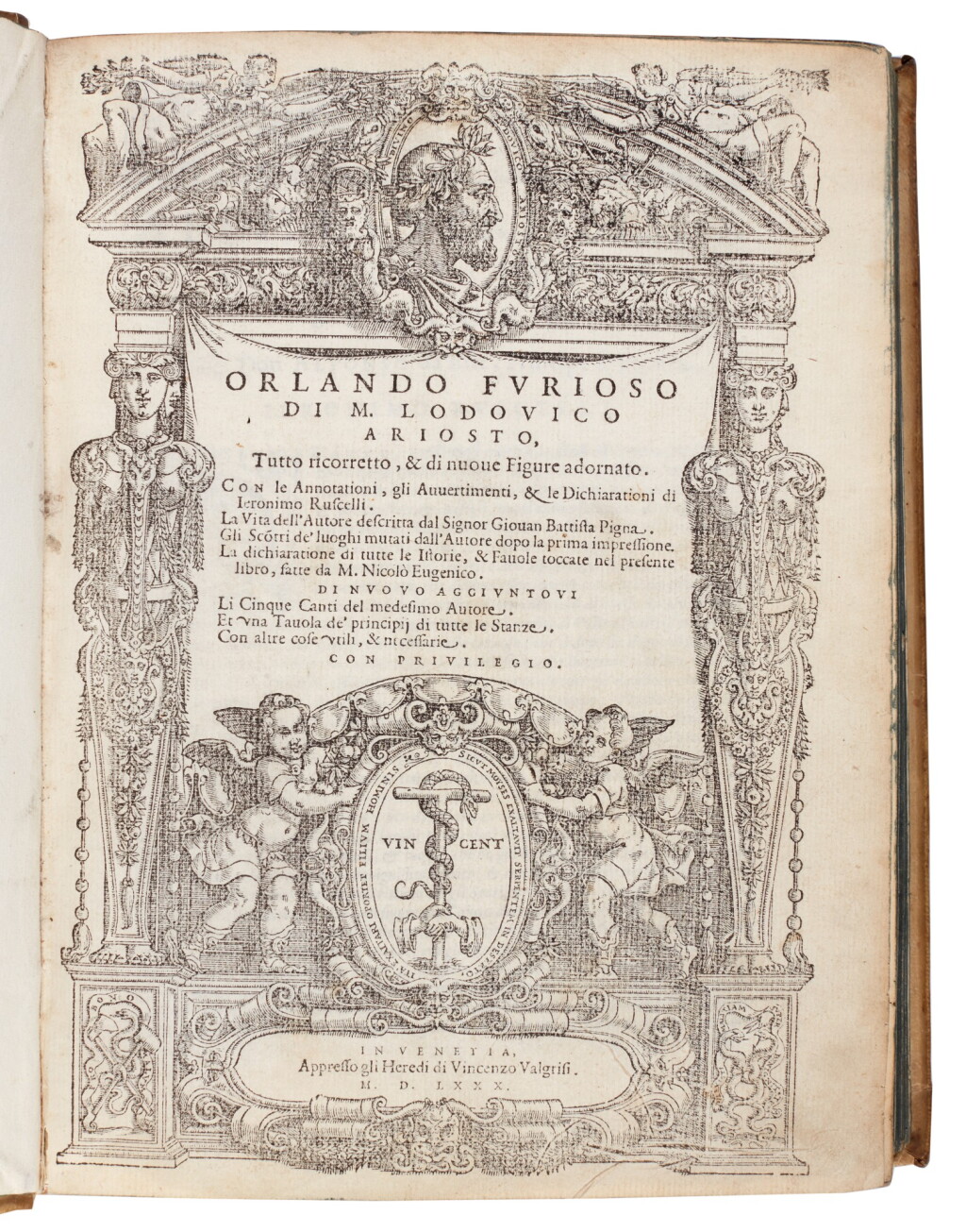 View full screen - View 1 of Lot 50. Ariosto, Orlando furioso, Venice, 1580, vellum.
