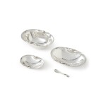 A GROUP OF THREE DANISH SILVER BLOSSOM PATTERN DISHES, NO. 2, GEORG JENSEN SILVERSMITHY, COPENHAGEN, 20TH CENTURY
