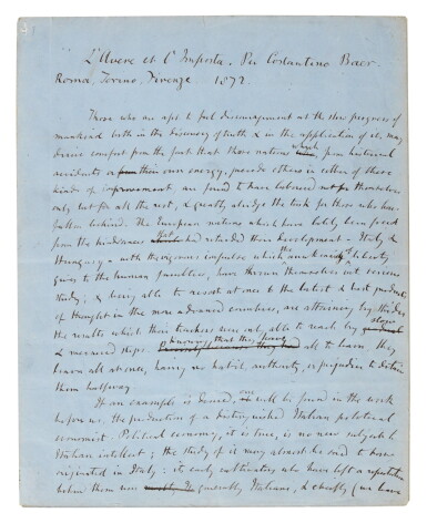 View full screen - View 1 of Lot 269. John Stuart Mill | Autograph working manuscript of a review article on political economy, 1872.