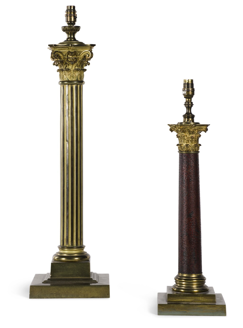 View full screen - View 1 of Lot 84. A BRASS COLUMNAR TABLE LAMP.
