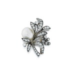 Broche perle blister et diamants