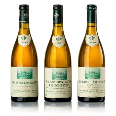 View full screen - View 1 of Lot 444. Corton Charlemagne, Puligny Montrachet Les Combettes & Meursault Perrières 1996 Jacques Prieur (3 BT).
