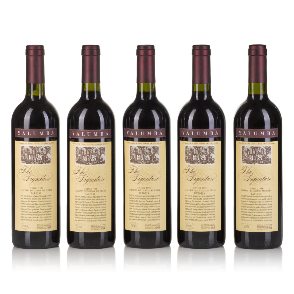 View full screen - View 1 of Lot 640. Penley Estate Cabernet Sauvignon and Yalumba Signature Barossa Cabernet Shiraz 1998 (9 BT).