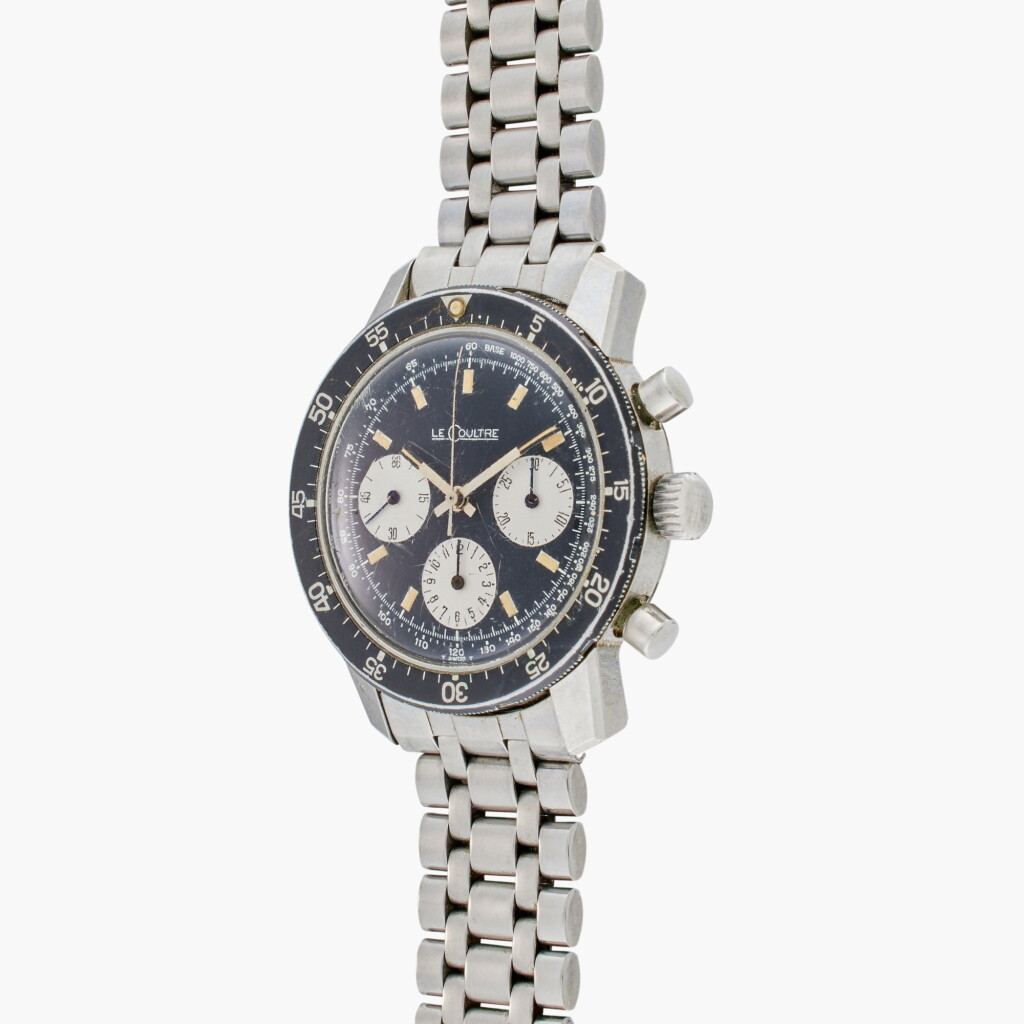 View full screen - View 1 of Lot 36. Le Coultre 'Shark Deep Sea' | A steel chronograph black dial wristwatch, Circa 1970 | Ref. 2643 .