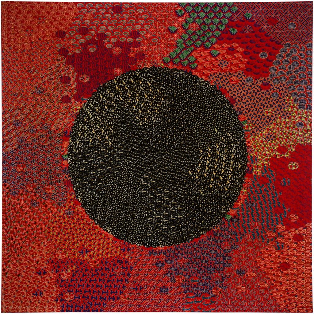 View full screen - View 1 of Lot 21. Black Sphere against a Red Background.