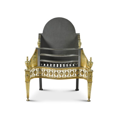 View full screen - View 1 of Lot 57. A George III style brass and steel fire grate, 20th century.