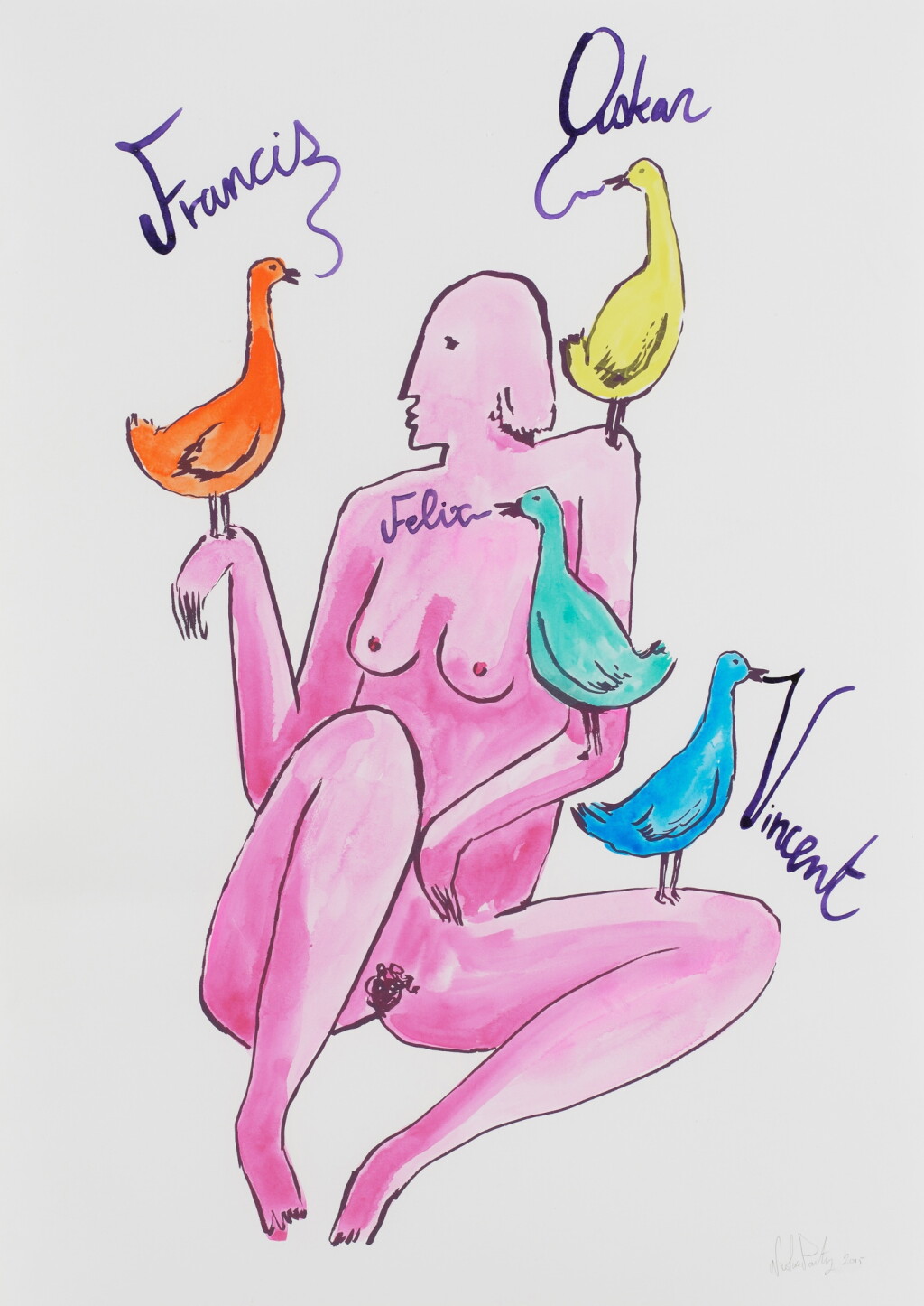 View full screen - View 1 of Lot 1437. Naked Woman with Birds.