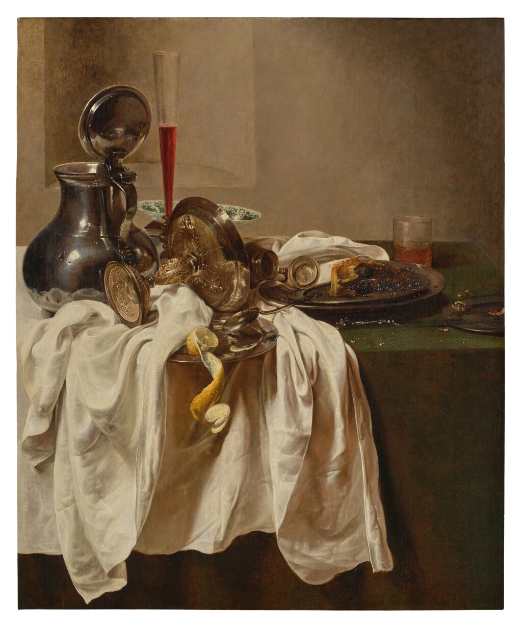 View full screen - View 1 of Lot 8. Still Life with a Pewter Jug, a Silver Tazza, Glassware, and Other Objects on a Tabletop.