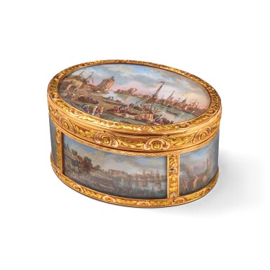 View full screen - View 1 of Lot 1074. A boîte-à-miniatures with two-coloured gold mounts, the miniatures by Edmé-Charles de Lioux de Savignac, circa 1769.
