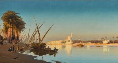 View full screen - View of Unloading hay bales on the Nile.