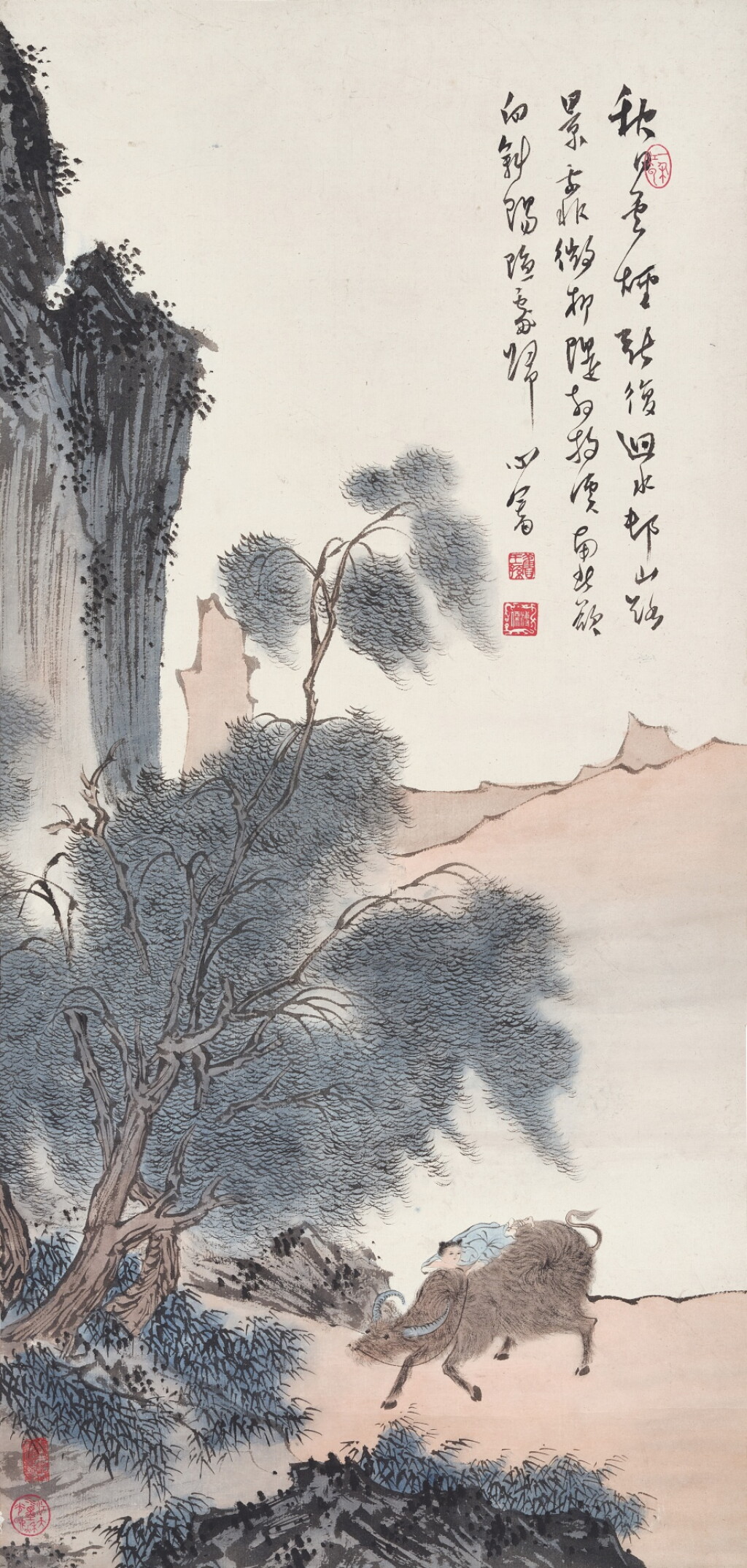 View full screen - View 1 of Lot 2514. 溥儒 柳蔭歸牧 | Pu Ru, Herding at Sunset.