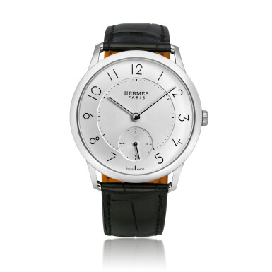 View full screen - View 1 of Lot 9823. Slim d'hermes Reference CA2.810, a stainless steel automatic wristwatch.