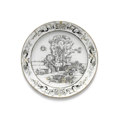 View full screen - View 1 of Lot 245. A grisaille and gilt 'Resurrection' plate, Qing dynasty, circa 1745.