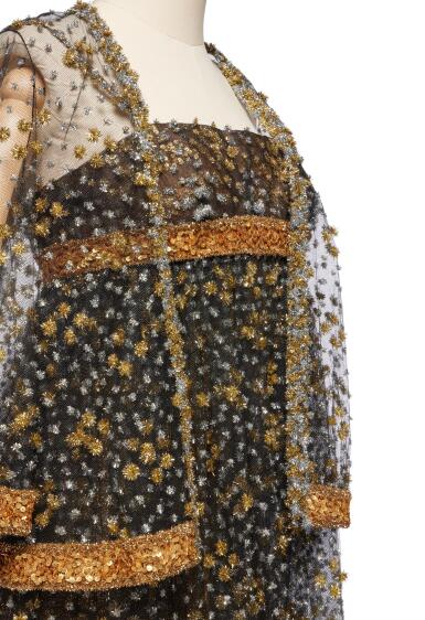 View full screen - View 1 of Lot 43. Tinsel Tulle Evening Ensemble, 1970s.