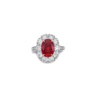View full screen - View 1 of Lot 56. Ruby and Diamond Ring.