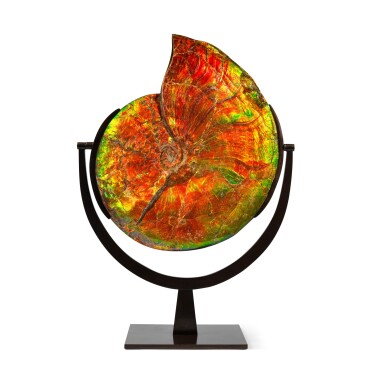 View full screen - View 1 of Lot 20. A Large Iridescent Ammonite.