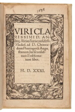 Alciati, Emblematum liber, Augsburg, 1531, with an autograph letter by Alciati, later vellum