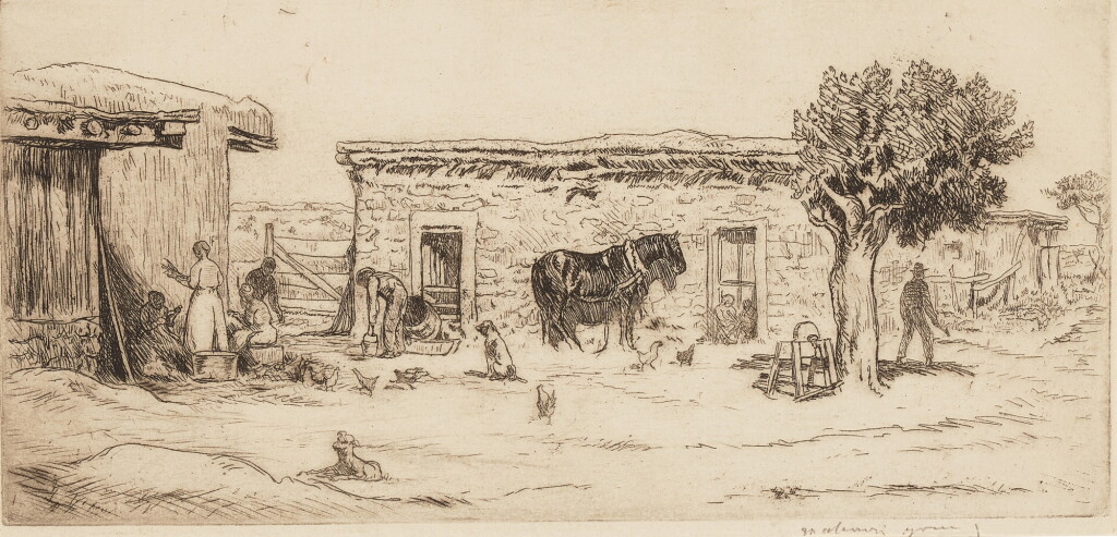 View full screen - View 1 of Lot 1123. Plowing Landscape with Horses.