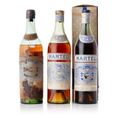 View full screen - View 1 of Lot 6586. Martell 3 Stars Cognac Mixed Lot NV (3 BT70).