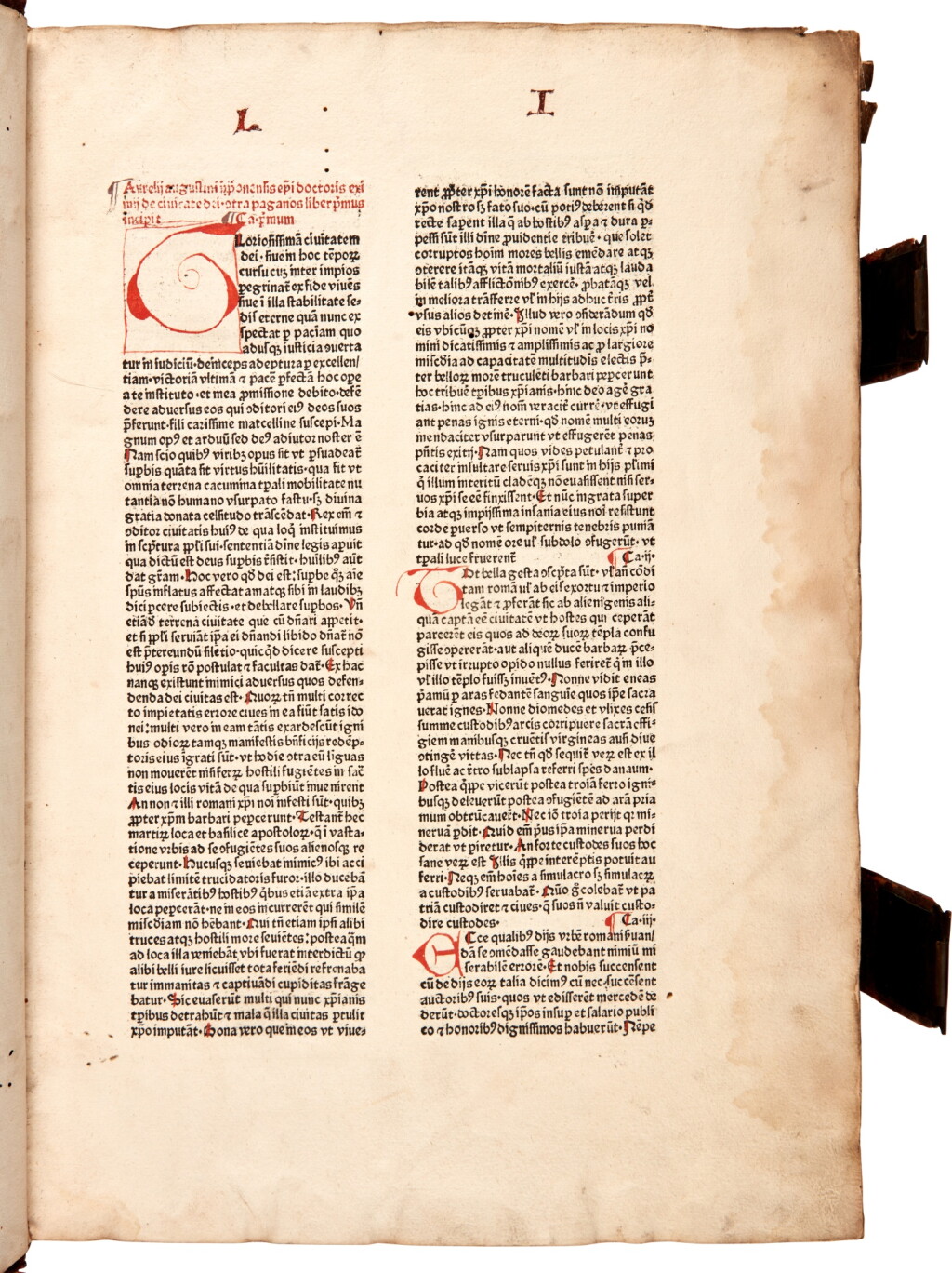 View full screen - View 1 of Lot 5. Aurelius Augustinus | De civitate Dei. Basel, 25 March 1479, contemporary binding.